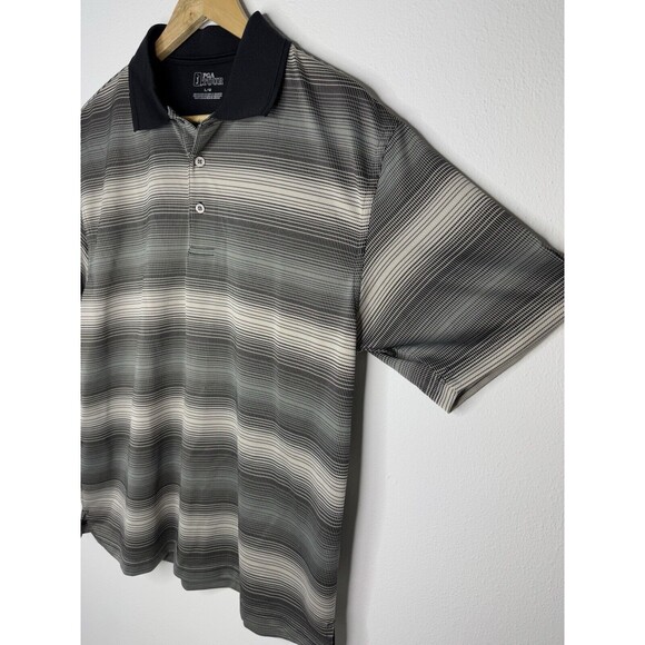 PGA TOUR Polo Shirt Gray White Golf Performance Stretch Comfort Mens Size Large - Picture 3 of 11